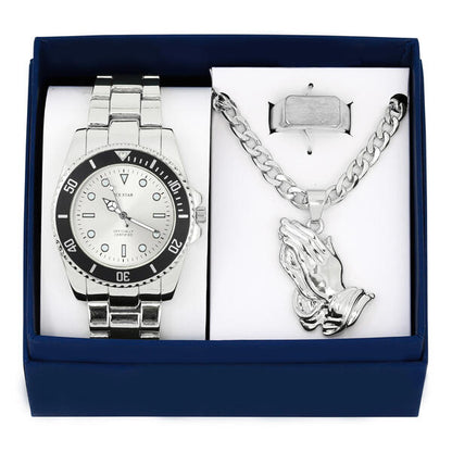 Metal Band Watches w/Necklace and Ring Gift-Set - WRP-003