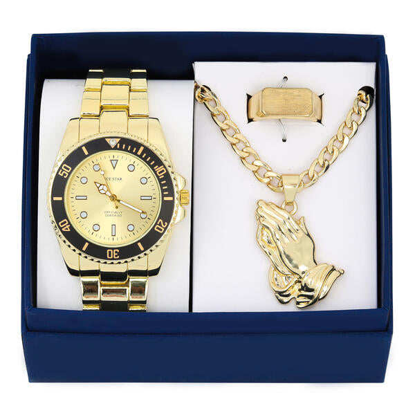 Metal Band Watches w/Necklace and Ring Gift-Set - WRP-003