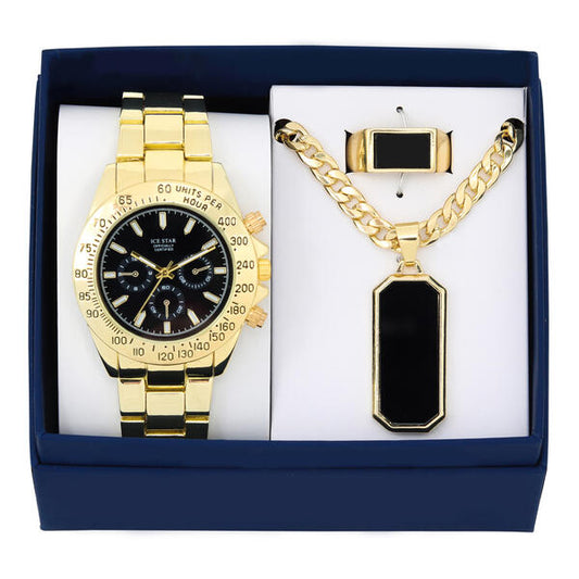 Metal Band Watches w/Necklace and Ring Gift-Set - WRP-004