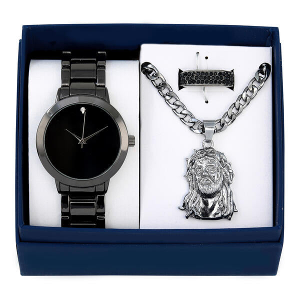 Metal Band Watches w/Necklace and Ring Gift-Set - WRP-002