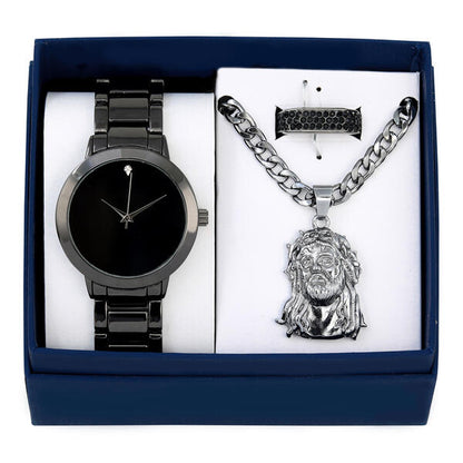 Metal Band Watches w/Necklace and Ring Gift-Set - WRP-002