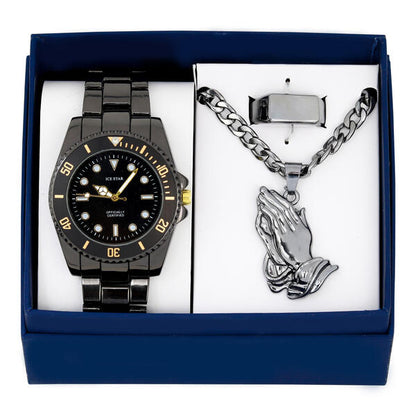 Metal Band Watches w/Necklace and Ring Gift-Set - WRP-003