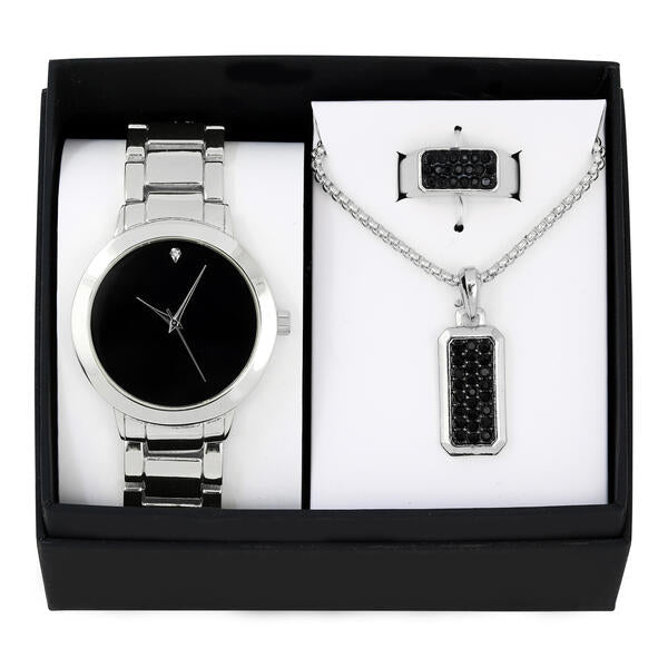 Metal Band Watches w/Necklace and Ring Gift-Set - W1K3-004