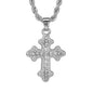 Iced Mini Cross Pendant with 3mm Rope Chain 24" - HC-411