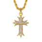 Iced Mini Cross Pendant with 3mm Rope Chain 24" - HC-410