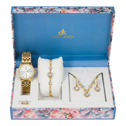 Ladies Metal Band Watch and Jewelry Set - LMS-9041