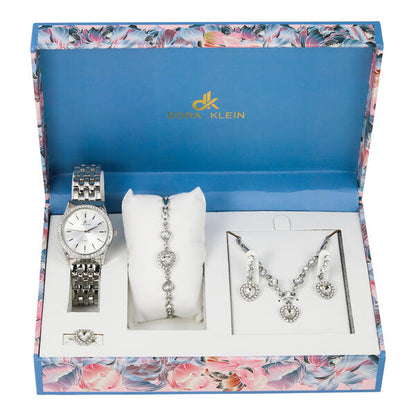 Ladies Metal Band Watch and Jewelry Set - LMS-9041