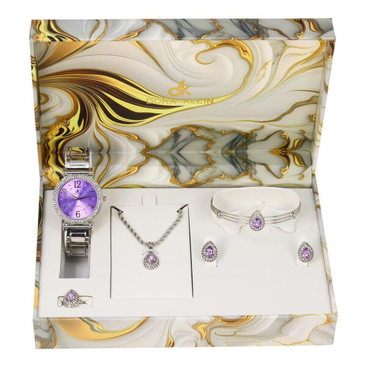 Ladies Metal Band Watch and Jewelry Set - LMS-8229