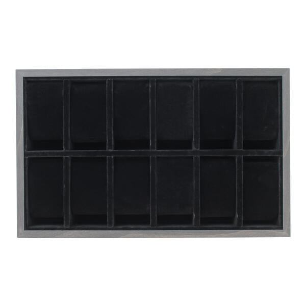 6 Row 2 - 12 Pcs Black Wooden Tray - WT-104-1