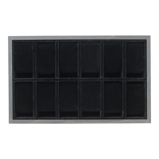 6 Row 2 - 12 Pcs Black Wooden Tray - WT-104-1