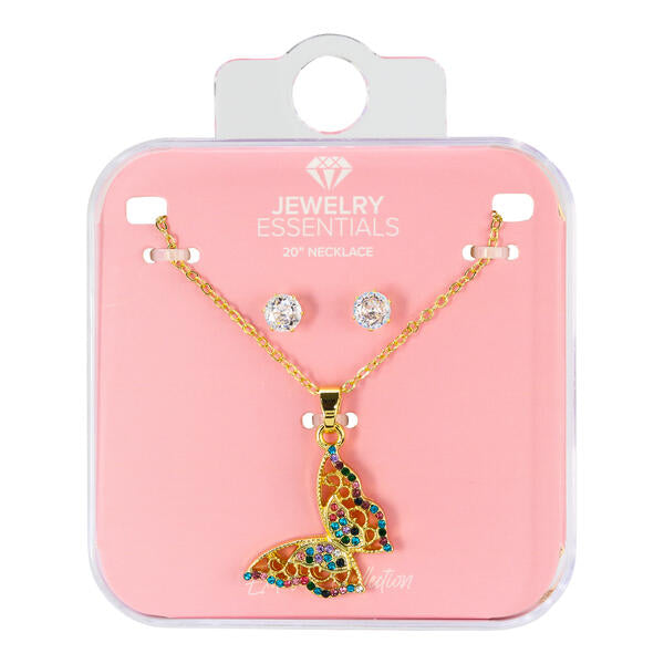 Ladies Butterfly Necklace & Earring Set - FC9646N