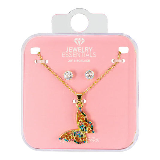 Ladies Butterfly Necklace & Earring Set - FC9646N