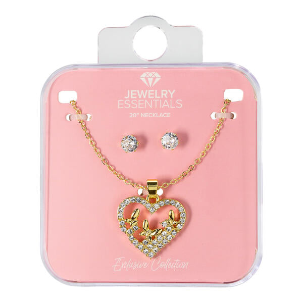 Ladies Heart Necklace & Earring Set - FC9666N