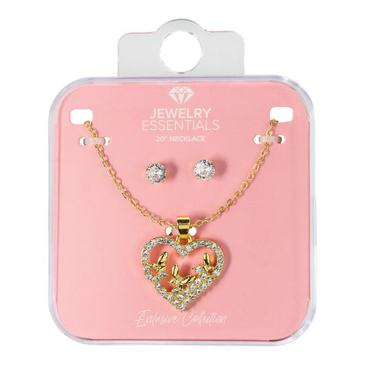 Ladies Heart Necklace & Earring Set - FC9666N