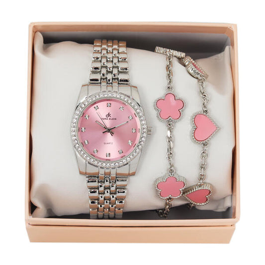 Ladies Watch and Clover Bracelet Set - LWBR-903