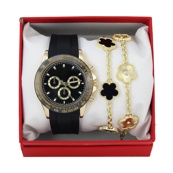 Men's Watch and Clover Bracelet Set - W2BR-008