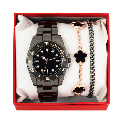 Men's Watch and Clover Bracelet Set - W2BR-009