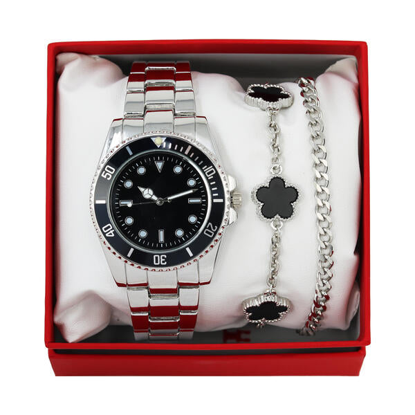 Men's Watch and Clover Bracelet Set - W2BR-009