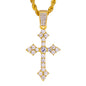 Iced Medium Cross Pendant with 4mm Rope Chain 24" - HC-1400