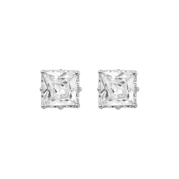 8mm Square Crown CZ Earring - CQZ-08