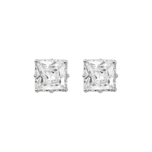 8mm Square Crown CZ Earring - CQZ-08