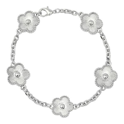 Solid Clover Motif Multi-Charm Bracelet - HBRS-201