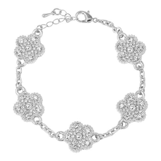 Iced Clover Motif Multi-Charm Bracelet - HBRS-401