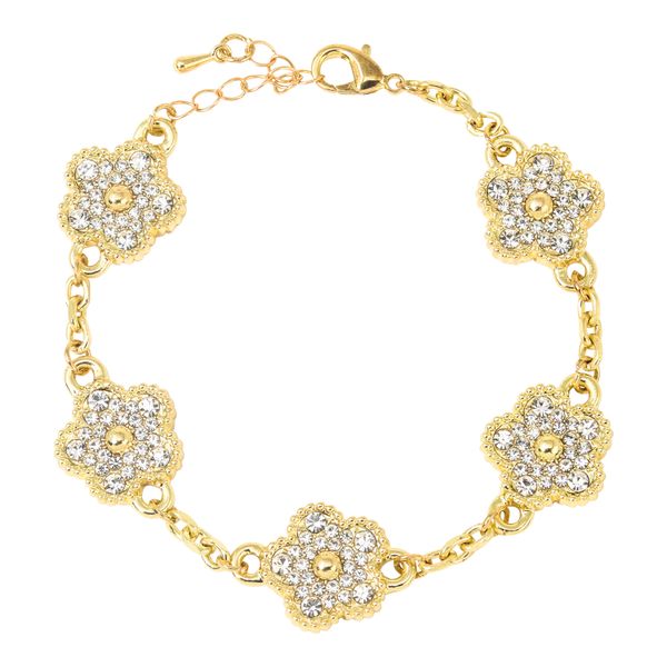Iced Clover Motif Multi-Charm Bracelet - HBRS-401