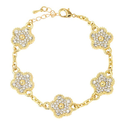 Iced Clover Motif Multi-Charm Bracelet - HBRS-401