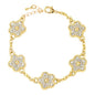 Iced Clover Motif Multi-Charm Bracelet - HBRS-401