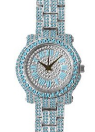 Ladies Iced-Out 35mm Metal Band Watch - 7341L-MB