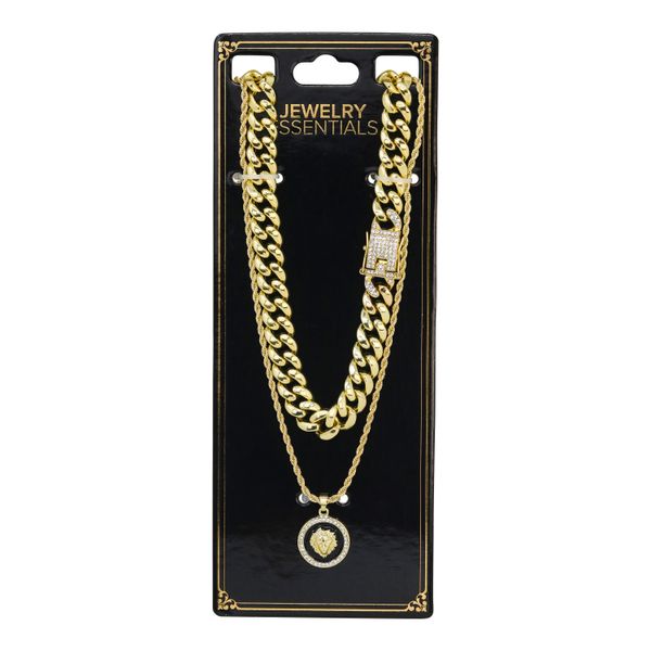 Mini Pendants With One Rope Chain And One Iced Out Chain - L1-354