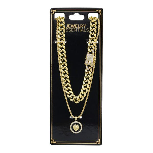 Mini Pendants With One Rope Chain And One Iced Out Chain - L1-354