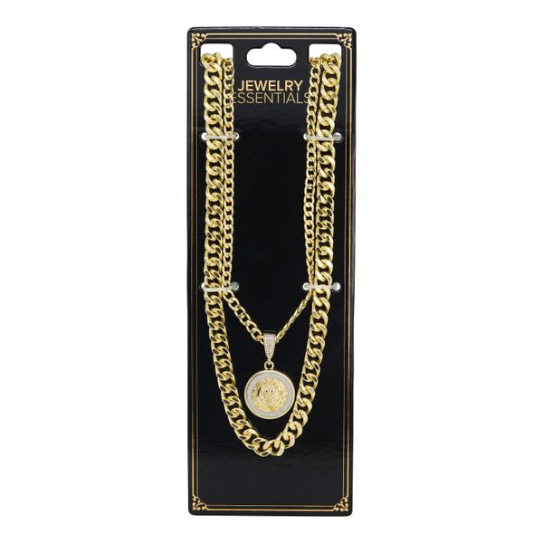 2K Series Pendant With Two Solid Cuban Chains - L26-101