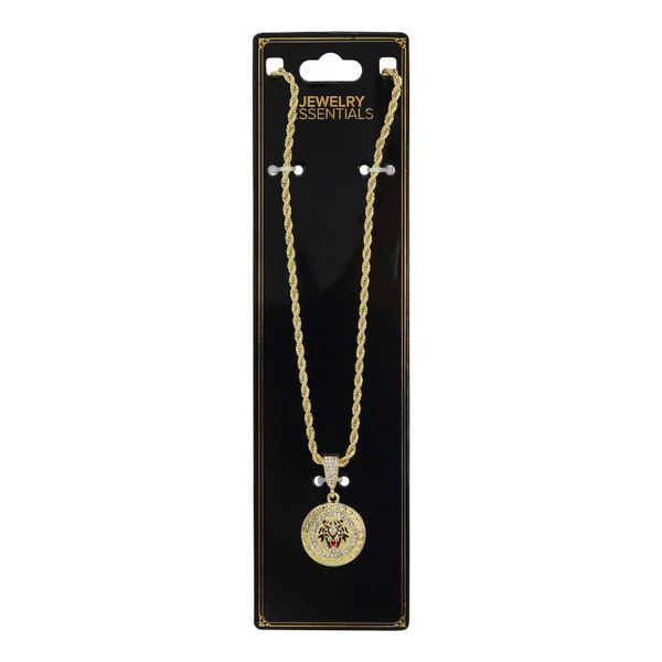 Iced Medium Lion Pendant with 4mm Rope Chain 24" - CRDHC-1376