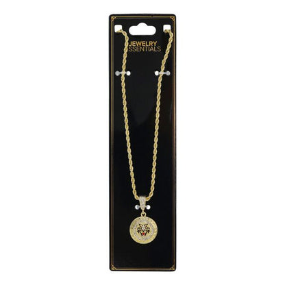 Iced Medium Lion Pendant with 4mm Rope Chain 24" - CRDHC-1376