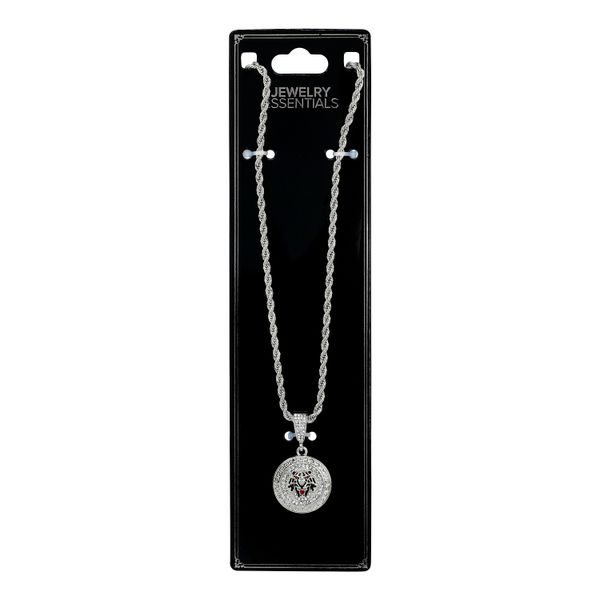 Iced Medium Lion Pendant with 4mm Rope Chain 24" - CRDHC-1376