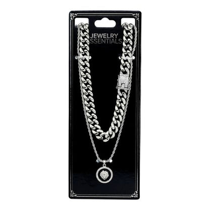 Mini Pendants With One Rope Chain And One Iced Out Chain - L1-354