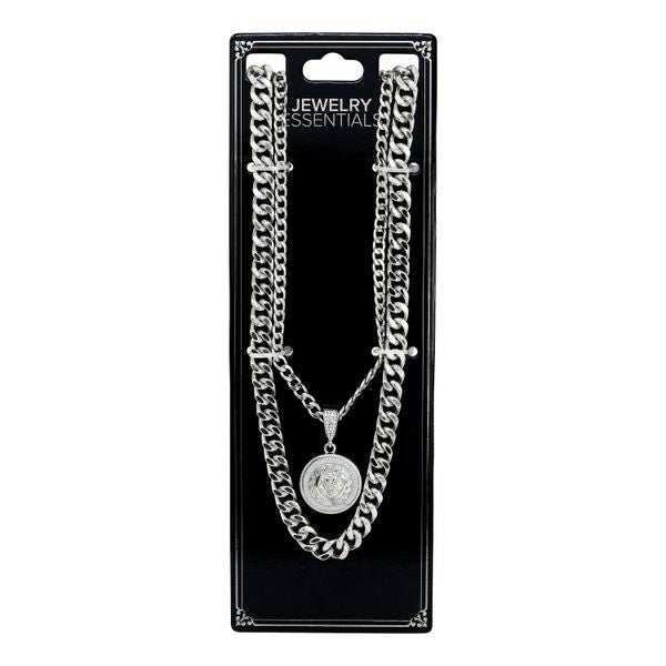 2K Series Pendant With Two Solid Cuban Chains - L26-101
