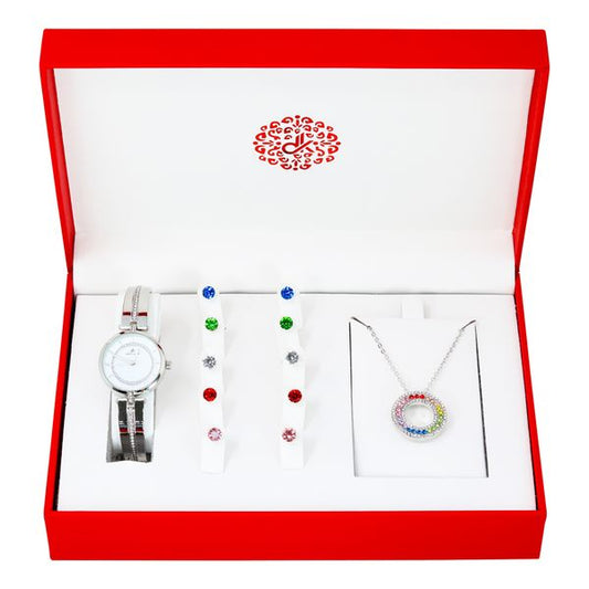 Ladies Metal Band Watch and Jewelry Set - LMMS-9522