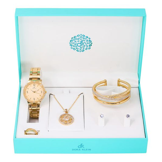 Ladies-Metal-Band-Watch-and-Necklace-Set - LMS-9958