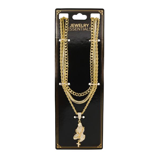 1000 Series Pendant With Rope Chain &  One Coil Chain & One Solid Cuban Chain - CL3-1176