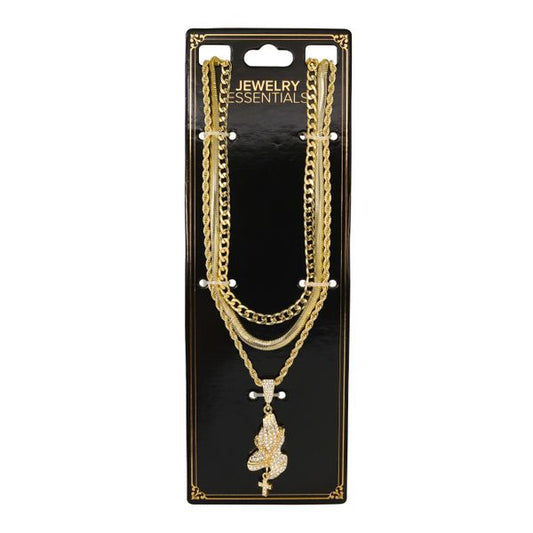 1000 Series Pendant With Rope Chain &  One Coil Chain & One Solid Cuban Chain - CL3-1176