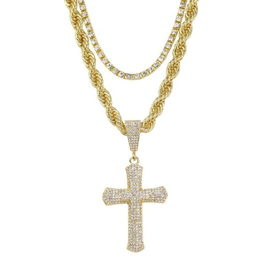 8000 Series Pendant With Tennis And Rope Chain - L30-101