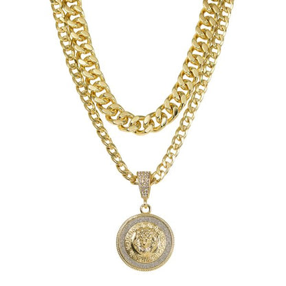 2K Series Pendant With Two Solid Cuban Chains - L26-101