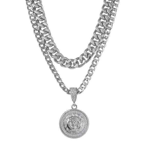 2K Series Pendant With Two Solid Cuban Chains - L26-101