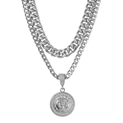 2K Series Pendant With Two Solid Cuban Chains - L26-101