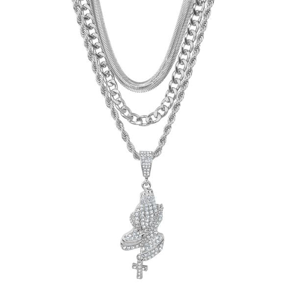 1000 Series Pendant With Rope Chain &  One Coil Chain & One Solid Cuban Chain - CL3-1176