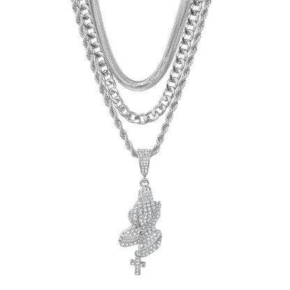 1000 Series Pendant With Rope Chain &  One Coil Chain & One Solid Cuban Chain - CL3-1176