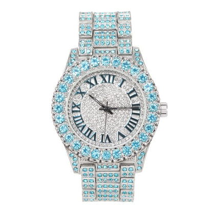 Iced Out Ladies Metal Band Watch -  8719L-MB